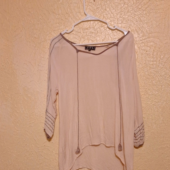 POL Cream and Tan Long Sleeve Top - Picture 1 of 8